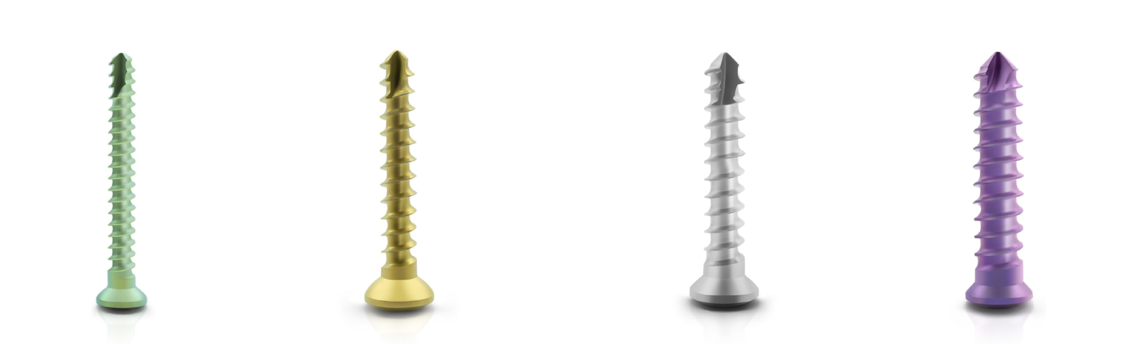 [Translate to Italienisch:] four different dev-os bone screws in different diameters and colours
